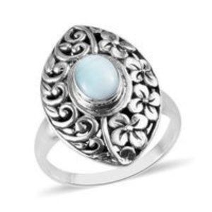 Larimar Ring in Platinum Over Sterling Silver (Size 9.0) (7 g) 1.00 ctw